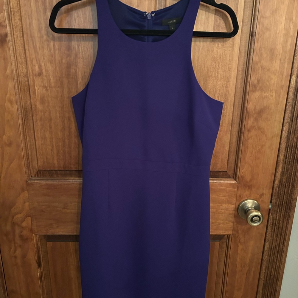 J. Crew Purple Sheath Midi Dress Halter Neck